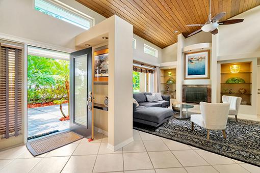Image of a Tampa House's Front Door and Living Area Taken During an Interior Real Estate Photography Session